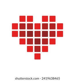 icono del corazón del píxel en fondo blanco, ilustración del vector