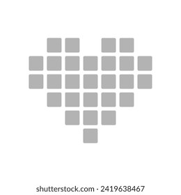 icono del corazón del píxel en fondo blanco, ilustración del vector