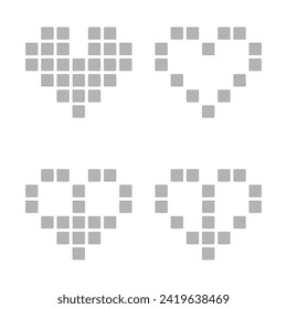 pixel heart icon on white background, vector illustration