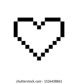 pixel heart icon red and black vector 