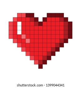 Pixel heart icon. Simple flat vector illustration.