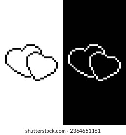 pixel heart  icon.  Vector pixel art black heart 8 bit logo for game