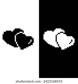 pixel heart  icon.  Vector pixel art black heart 8 bit logo for game