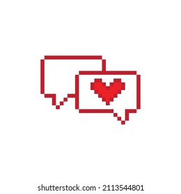 pixel  heart icon vector Chat symbol with heart vector