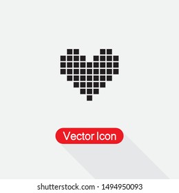 Pixel Heart Icon, Heart Icon Vector Illustration Eps10