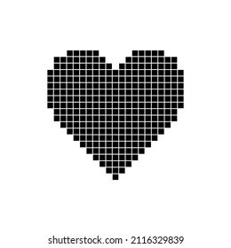 Pixel heart icon. Video game 8-bit style.