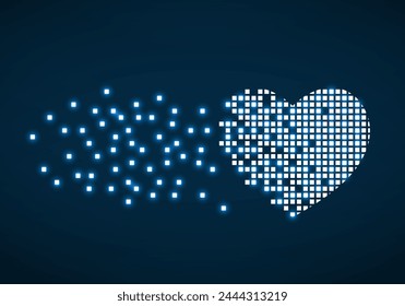 Corazón de píxel, elemento gráfico aislado, Ilustración vectorial