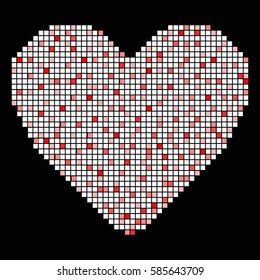 Pixel heart isolated on a black background