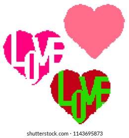 pixel heart lettering