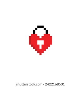  icono de bloqueo de corazón de píxeles de píxeles vectoriales de 8 bits de juego