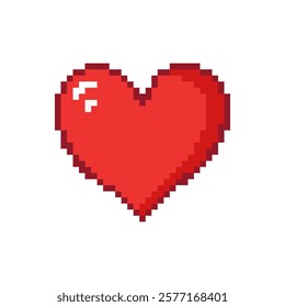 Pixel heart on white background. Hand drawn vector illustration.