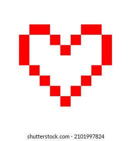 Pixel heart pictogram, icon or logo. Vector illustration isolated on white background. EPS 10