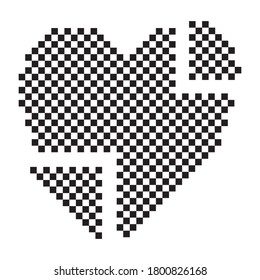 Pixel heart or pixelation heart's flat vector icon for apps and website