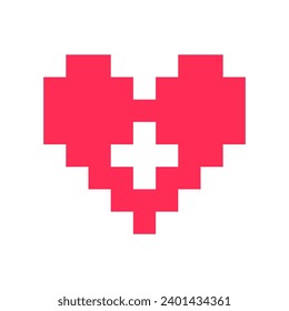 Pixel heart red 8 bit for poster pattern, print, design, elements
