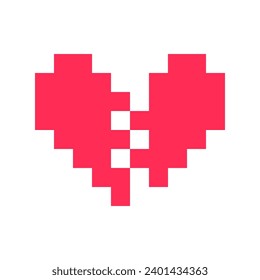 Píxel rojo del corazón 8 bits para patrón de afiches, impresión, diseño, elementos