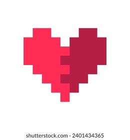Pixel heart red 8 bit for poster pattern, print, design, elements