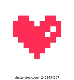 Pixel heart red 8 bit for poster pattern, print, design, elements