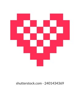 Pixel heart red 8 bit for poster pattern, print, design, elements
