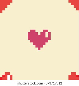 Pixel heart romantic seamless pattern