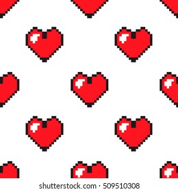 Pixel Heart Seamless Pattern Stock Vector (Royalty Free) 509510308 ...