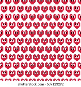 Pixel Heart Seamless Pattern