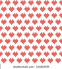 Pixel heart seamless pattern. Romantic background. Vector illustration