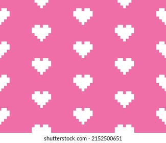  pixel heart Seamless Pattern vector love background  pixel art for 8 bit game