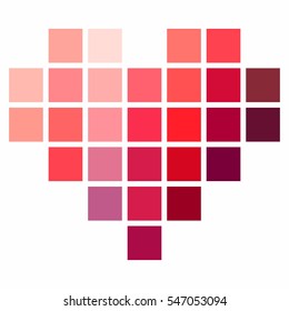 Pixel heart in shades of red, logo design element
