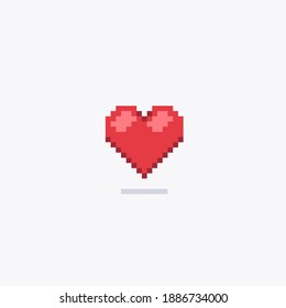 Pixel heart with shadow. Vector flat style illustration