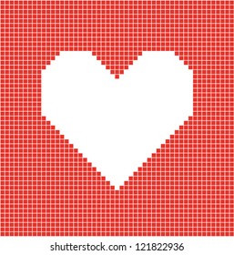 Pixel heart sign. Romantic background. Vector illustration