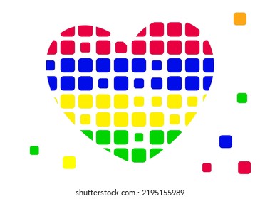 Pixel Heart State flag of the Republic of Mauritius. Abstract vector illustration.