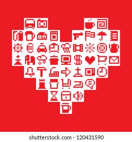 Pixel heart. Vector illustration