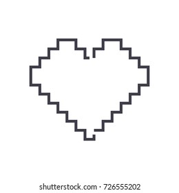 pixel heart vector line icon, sign, illustration on background, editable strokes