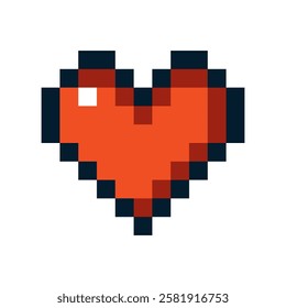 Pixel heart. Vector linear icon isolated on white background.