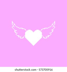 Pixel Heart With Wings, Valentine Day