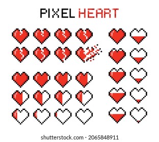 Pixel Hearth Set Game Life Bar Stock Vector (Royalty Free) 2065848911 ...