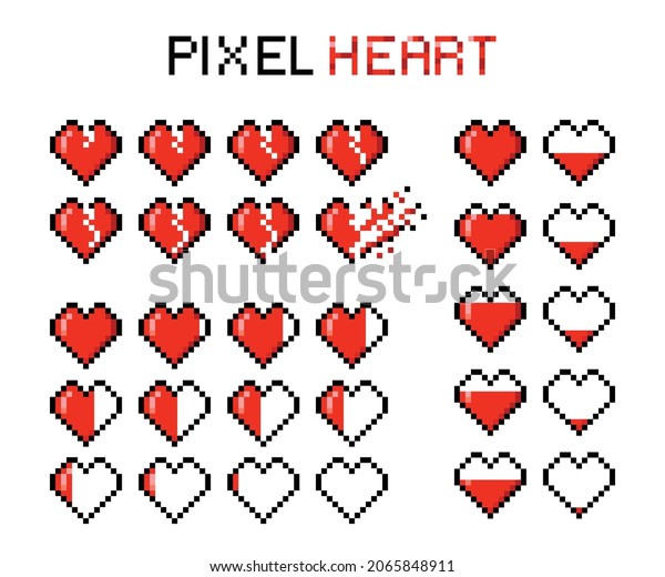 Pixel Hearth Set Game Life Bar Stock Vector (Royalty Free) 2065848911 ...