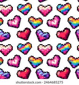 Pixelherzen farbiges Farbverlaufsymbol, isoliert 