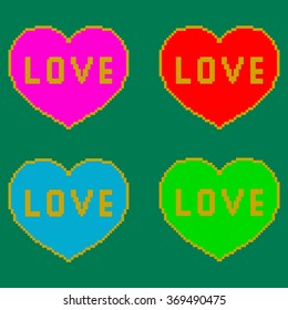 Pixel hearts. Pixel love