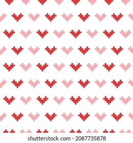 Pixelherzen Muster. Valentines Muster. Weihnachtsmuster. Nahtloser Hintergrund.