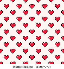 Pixel hearts seamless pattern background