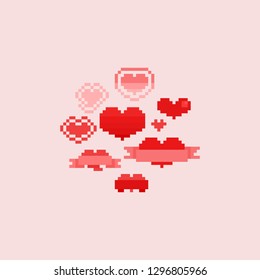 Pixel hearts set.Valentine's day.8bit.