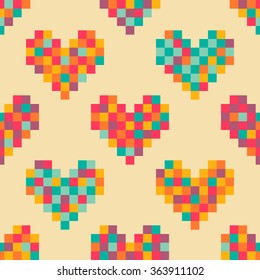 Pixel corazones valentina patrón sin fisuras
