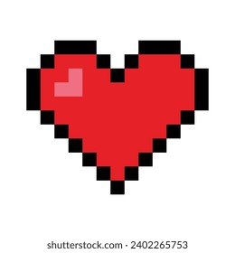 Pixel Hearts Valentine's day sign of love. Vector illustration isolated on white background.