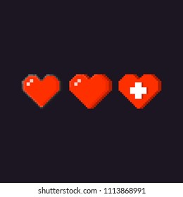 Pixel hearts vector.8 bit icon.
