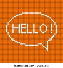 Pixel Hello Speech Bubble. Vector.