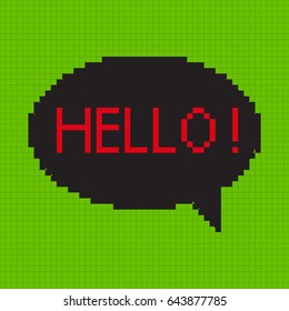 Pixel Hello Speech Bubbles. Vector.