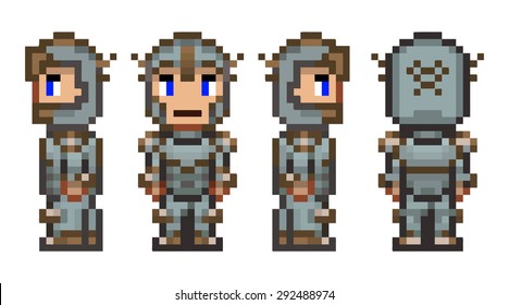 Pixel hero for video game and design 8 bit