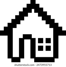 pixel home icon, arrow button, house icon with 8bit style, pixel style art home page button design element