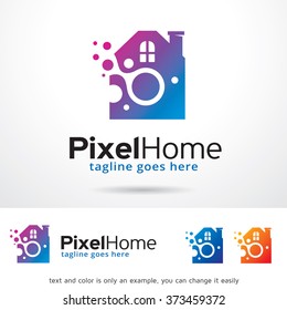 Pixel Home Logo Design Template 